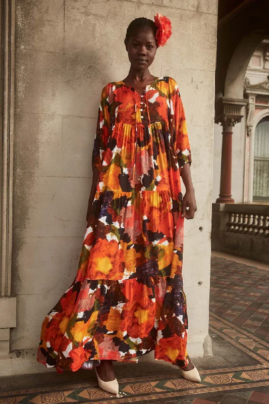 Final Clearance Fiorella Olivia Dress Orange in Viscose