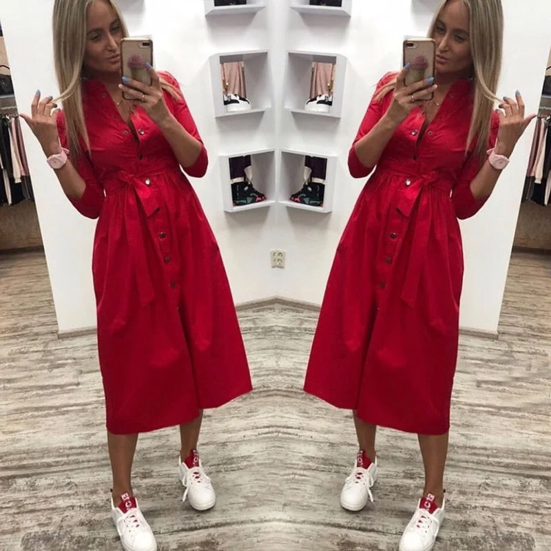 Act Fast Women Casual Sashes a Line Party Dress