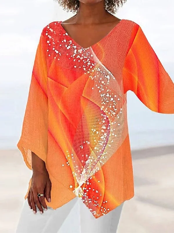 Big Discounts V Neck Ombre Loose Casual T-Shirt  WG112