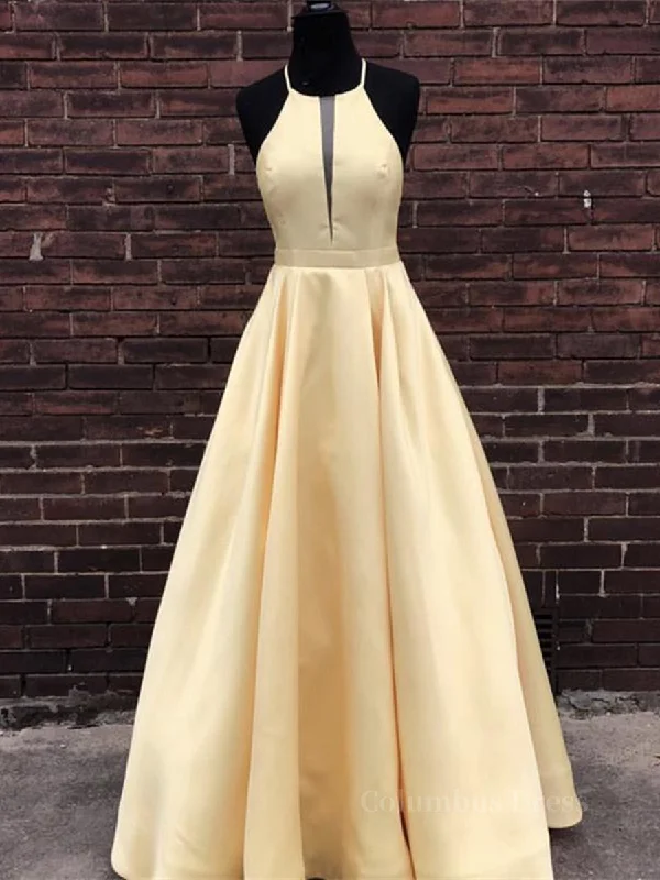 Take Advantage Simple Halter Yellow Satin Long Corset Prom Dresses 2024, Yellow Corset Formal Dresses Long Evening Dresses outfit Take Advantage Simple Halter Yellow Satin Long Corset Prom Dresses 2024, Yellow Corset Formal Dresses Long Evening Dresses outfit