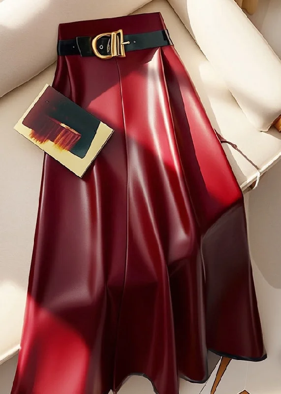 Exclusive Online Offer Stylish Red Sashes Solid High Waist Faux Leather Skirts Winter RK019 Exclusive Online Offer Stylish Red Sashes Solid High Waist Faux Leather Skirts Winter RK019