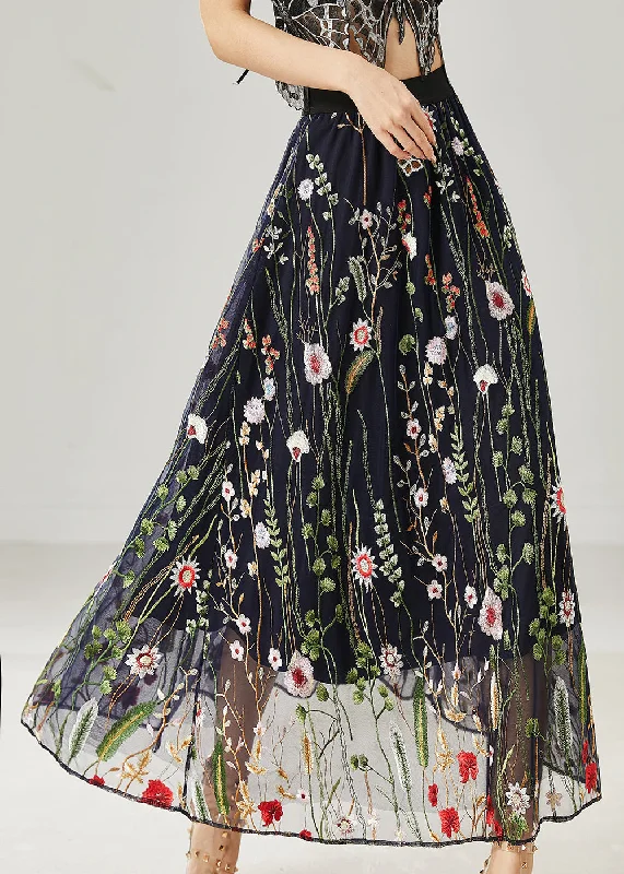 Epic Deals Handmade Black Embroidered Tulle Skirts Summer AZ1026