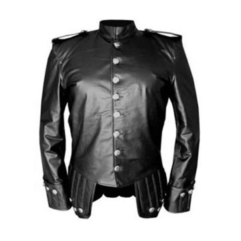 Exclusive Preview Winter Doublet black leather With Button Closure Front