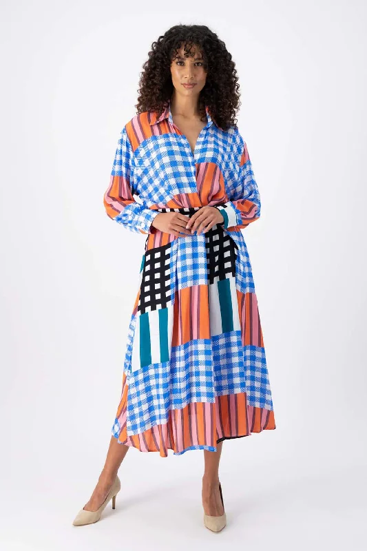 Time-Limited Offer Central Park Parisian Midi Wrap Dress Blue in Viscose
