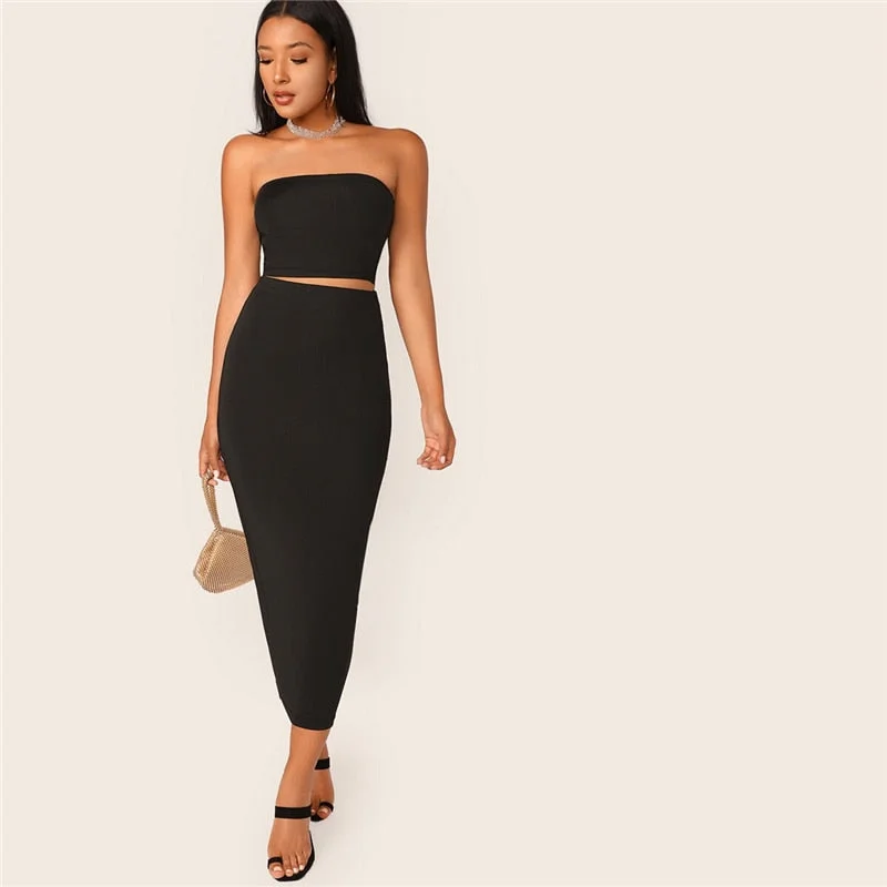 Mega Deal Women's Summer Stretchy Skinny Two-Piece Long Dress