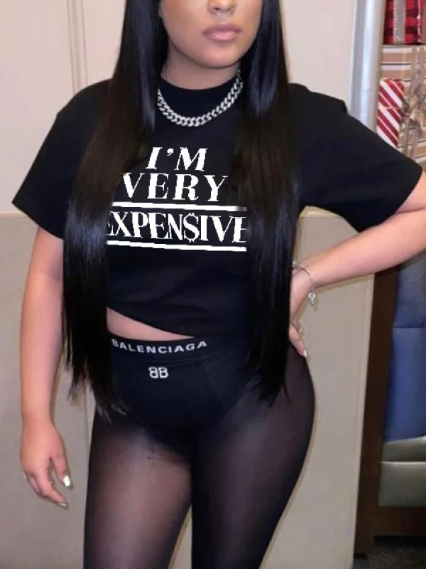 Massive Deals Expensive Letter Print T-shirt AR5021
