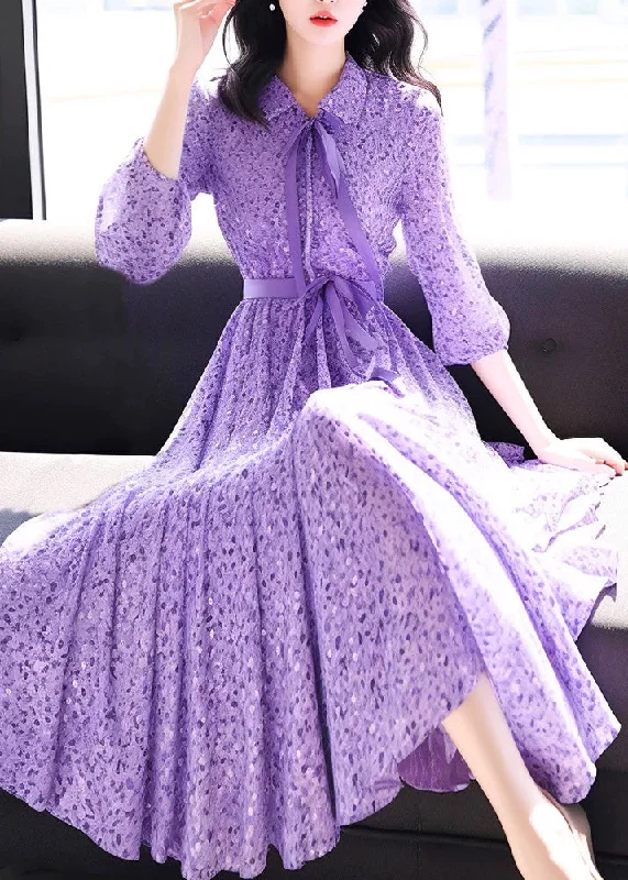 New Deals Bohemian Purple Peter Pan Collar Print Chiffon Dress Bracelet Sleeve QR032 New Deals Bohemian Purple Peter Pan Collar Print Chiffon Dress Bracelet Sleeve QR032