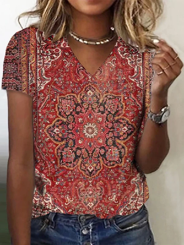 Exclusive Savings Ethnic Casual V Neck Regular Fit T-Shirt  cc198