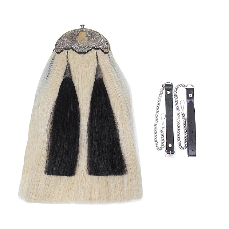 Unbeatable Prices Antique Original Horse Hair Sporran White Body With Two Black Tassels Unbeatable Prices Antique Original Horse Hair Sporran White Body With Two Black Tassels