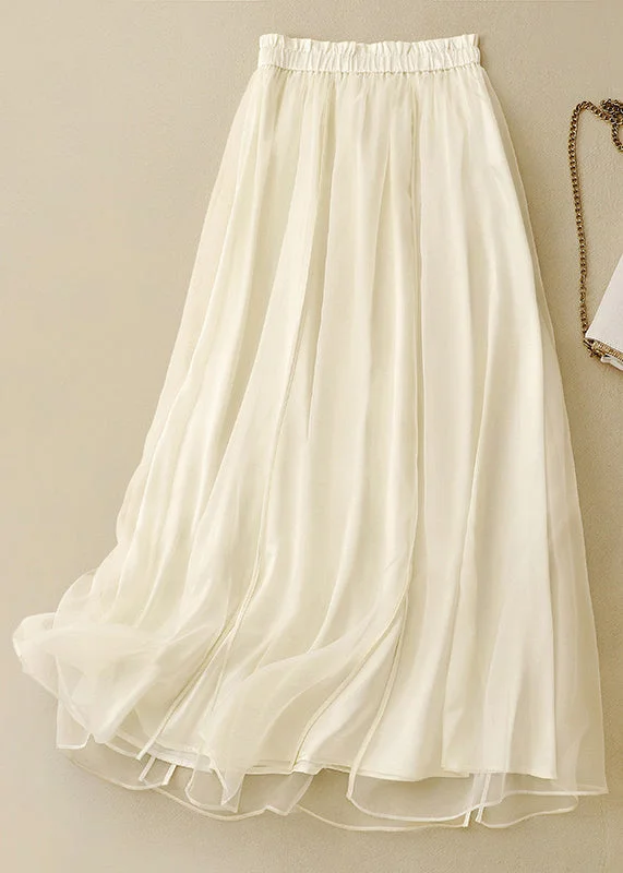 Discount Days Cute Apricot Elastic Waist Wrinkled Patchwork Tulle Skirts Summer AM1048