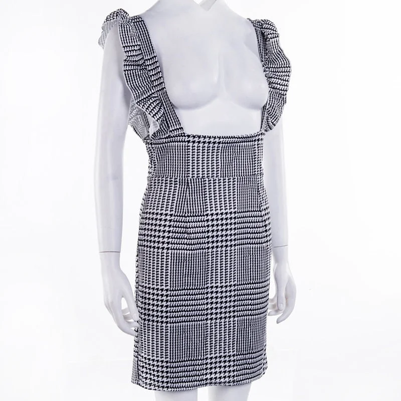 Quick Sale Frill Ruffle Pinafore High Waist Party Mini Dress