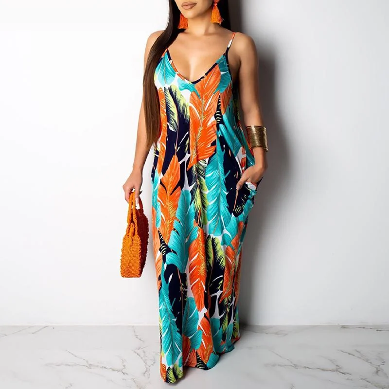 Deal Explosion Women's Summer Casual Printed Maxi Dress