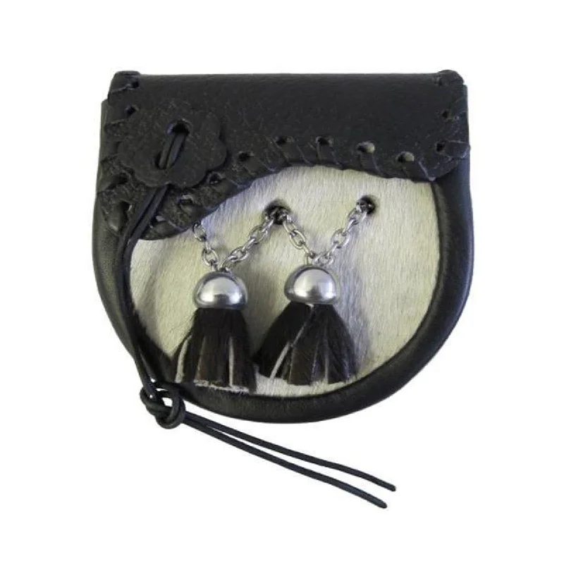 New Arrival White Cowhide Baby Kilt Sporran Flap Shape With Chain Belt