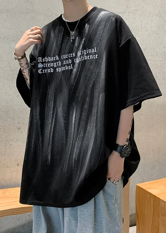 Don't Wait Cool Black O Neck Print Cotton Men T Shirt Summer WA009