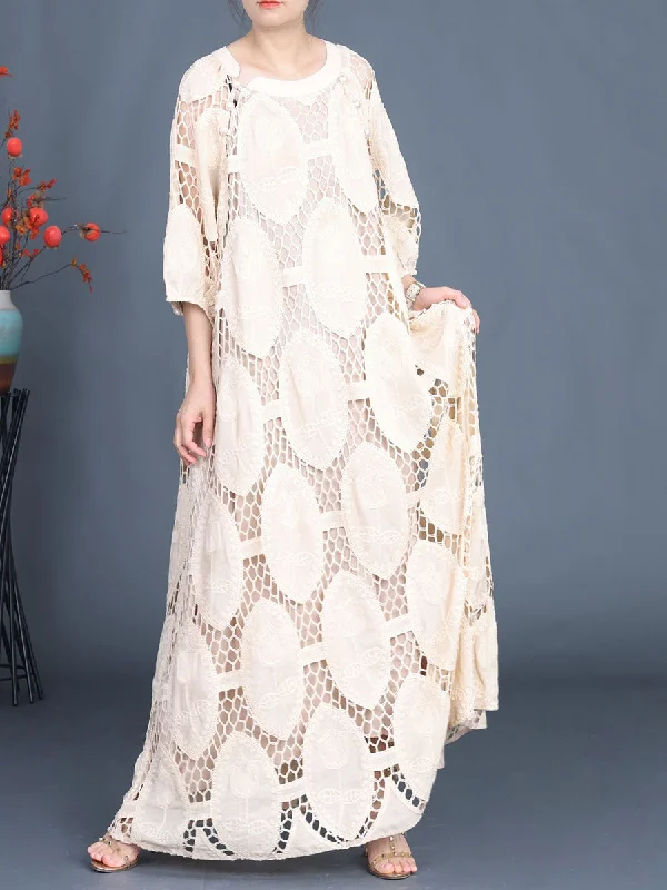 Final Clearance Women Summer Artsy Solid Cutout Maxi Dress FG1038