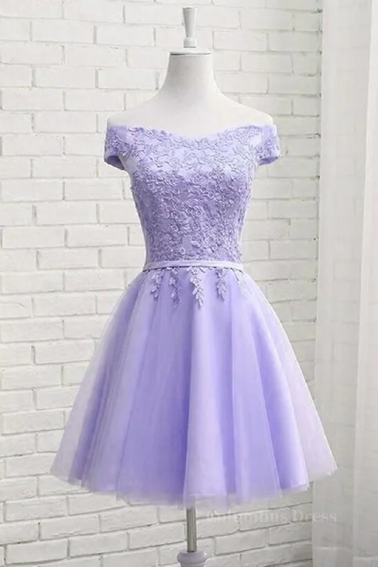 Year-End Clearance Off Shoulder Purple Lace Short Corset Prom Dress, Lilac Lace Corset Homecoming Dress, Short Purple Corset Formal Evening Dress outfit Year-End Clearance Off Shoulder Purple Lace Short Corset Prom Dress, Lilac Lace Corset Homecoming Dress, Short Purple Corset Formal Evening Dress outfit