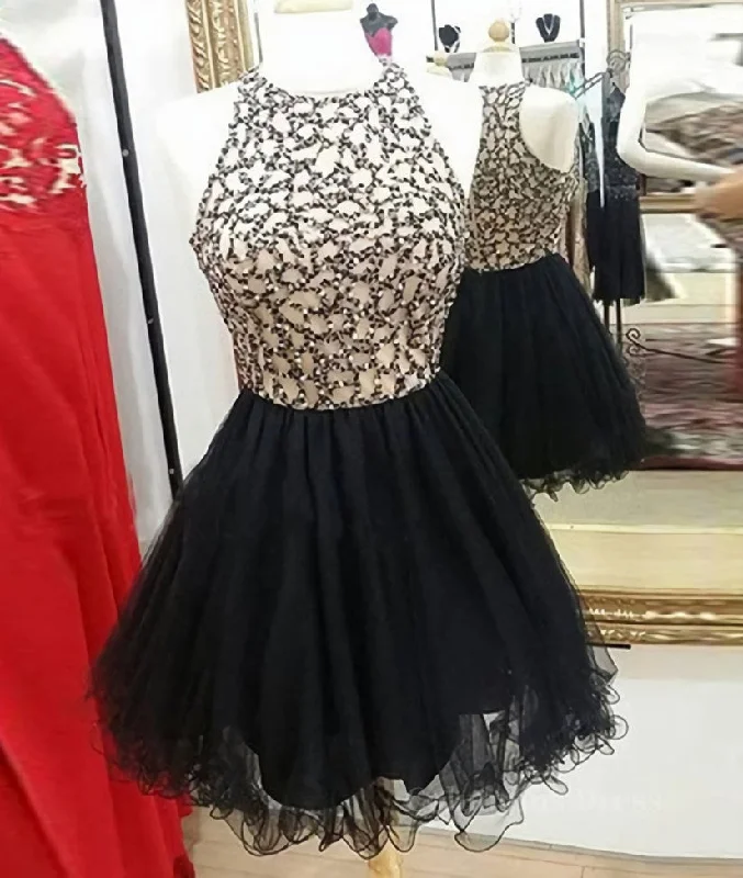 Mega Sale Cute Round-Neck Sequin Tulle Short Black Corset Prom Dresses, Black Corset Homecoming Dresses outfit Mega Sale Cute Round-Neck Sequin Tulle Short Black Corset Prom Dresses, Black Corset Homecoming Dresses outfit