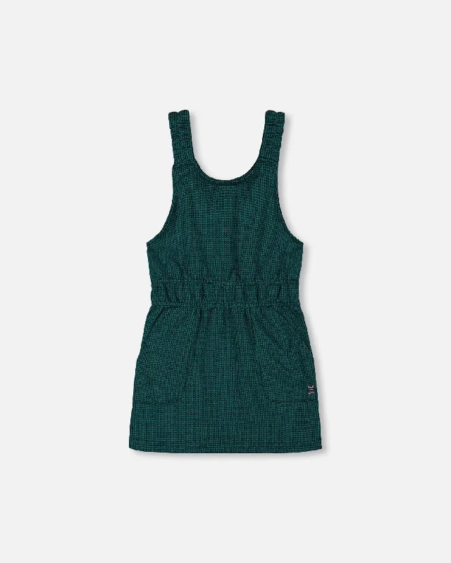 Price Drop Jumper Dress With Pocket Houndstooth Teal