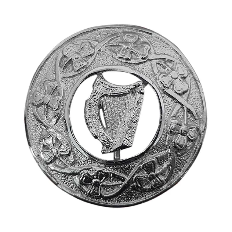Final Clearance Plaid Brooch Irish Harp Round Irish Shamrock