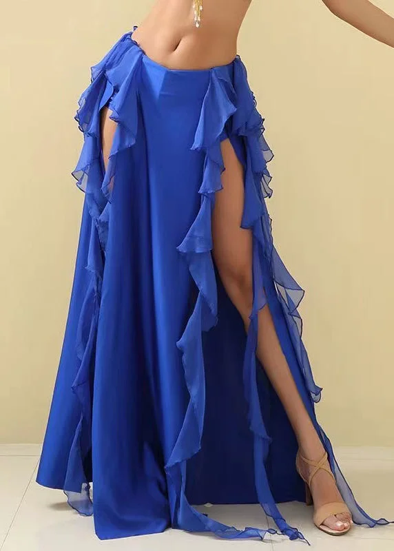 Price Rollback Stylish Sexy Blue Side Open Chiffon Skirts Summer TT1023