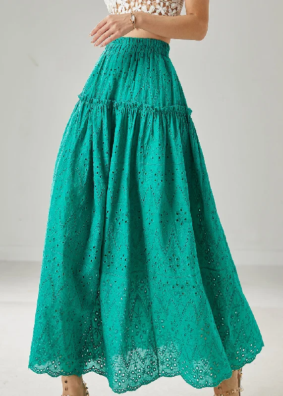 Limited Availability Green Cotton Skirts Ruffled Exra Large Hem Summer AZ1024