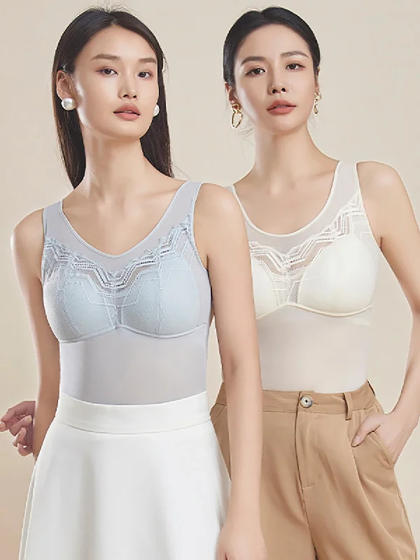 Holiday Sale Women Summer Sexy Seamless Lace With Breast Pads Base QW1048