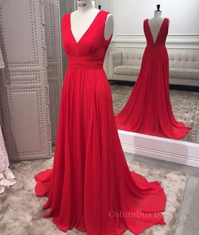 Limited Time Simple Red V Neck and V Back Chiffon Long Corset Prom Dress, V Neck Red Long Evening Dress, Red Corset Formal Dress, Graduation Dress outfits Limited Time Simple Red V Neck and V Back Chiffon Long Corset Prom Dress, V Neck Red Long Evening Dress, Red Corset Formal Dress, Graduation Dress outfits