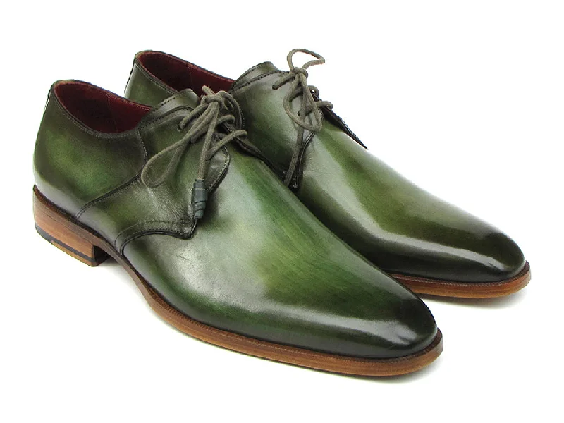 Online Only Paul Parkman Men's Green Hand-Painted Derby Shoes (Id#059)