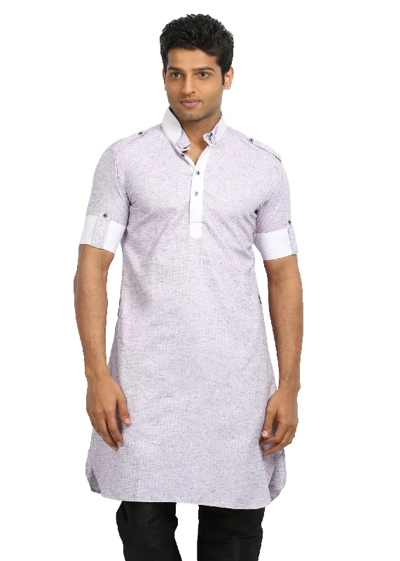 Deal Frenzy Orchid Cotton Fabric Pathani Kurta for Men