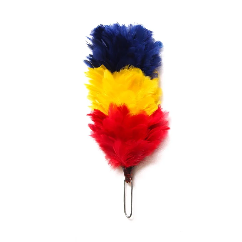 Price Meltdown Feather Hackle Navy Blue Yellow Red 4 Inches