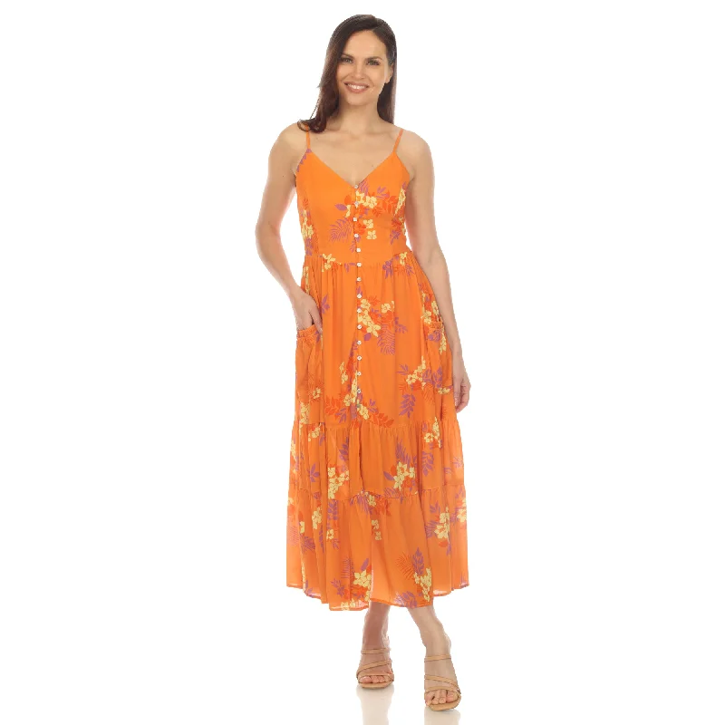 Unmissable Offer White Mark Floral Print Maxi Dress Womens V-Neck Adjustable Straps Size M Unmissable Offer White Mark Floral Print Maxi Dress Womens V-Neck Adjustable Straps Size M