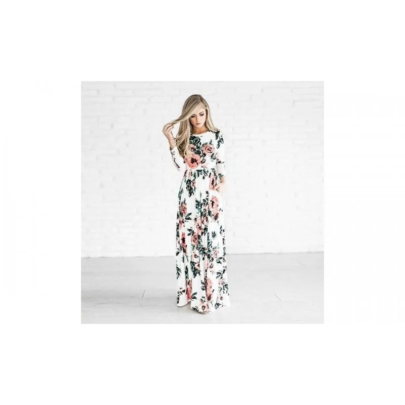Price Break EI Contente Avellina Floral Maxi Dress - White M (FS-L)