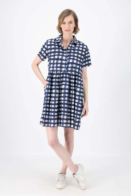 Crazy Deals Rosa Villa Dress Navy in Cotton