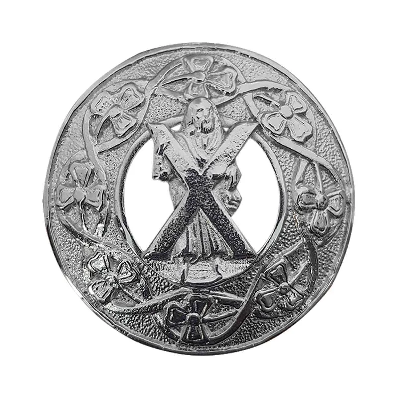 Deep Discounts Plaid Brooch Saint Andrew Round Irish Shamrock