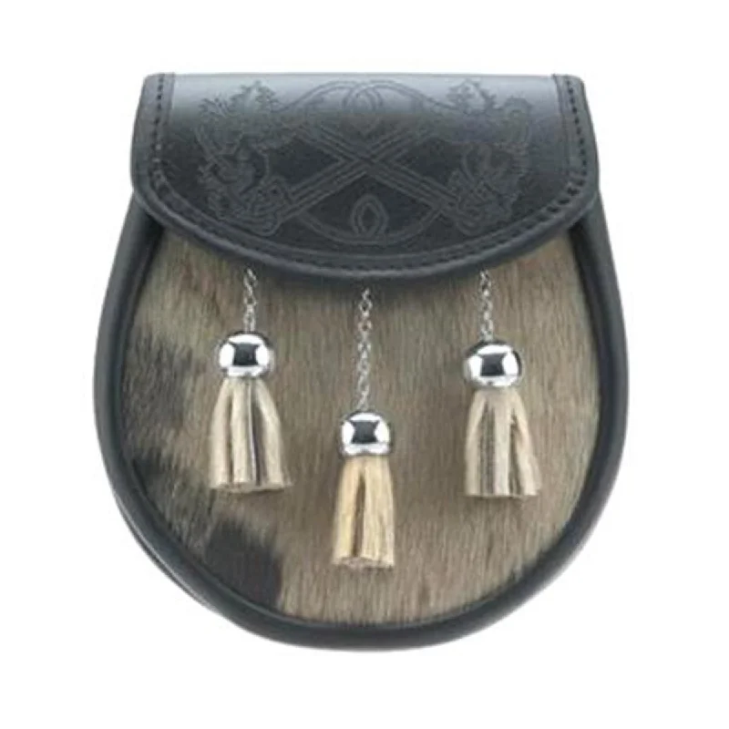 Great Bargains Semi Dress Buffalo Skin Sporran 3 Tassels With Chain Belt