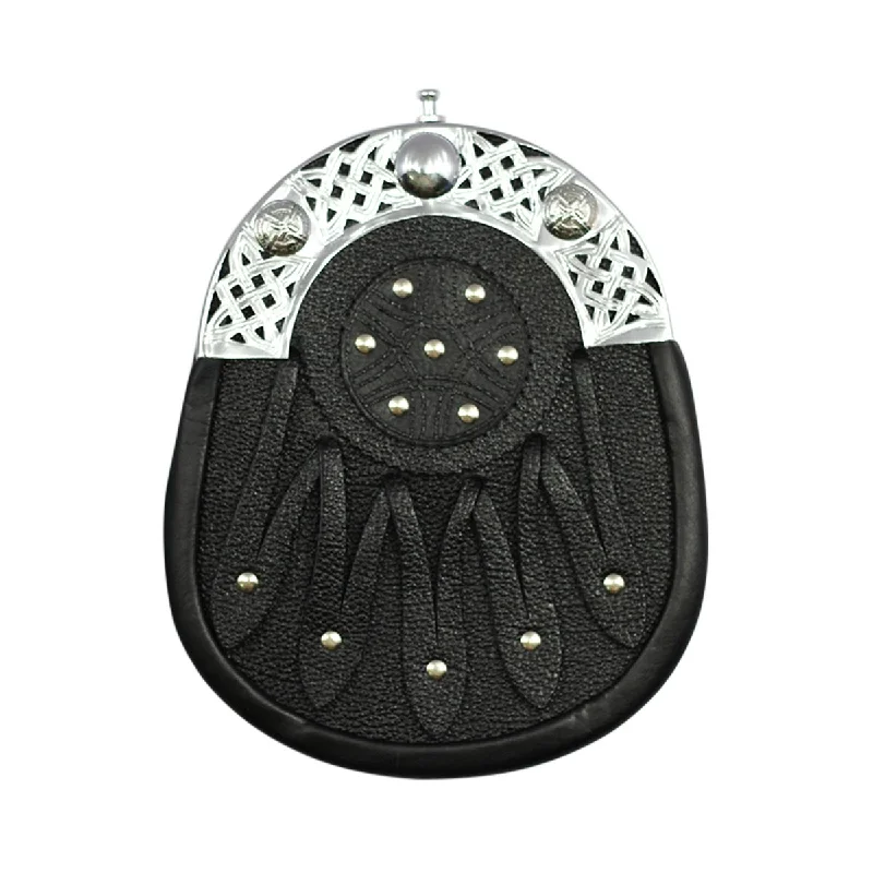Stock Clearance Black or Brown Grained Leather Sporran Celtic Cantel And Chain Belt