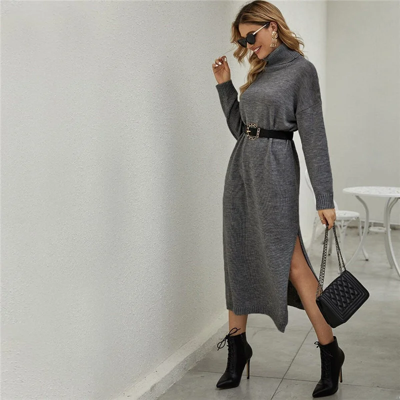Today’s Special Women's Spring Casual Acrylic Sweater Long Dress
