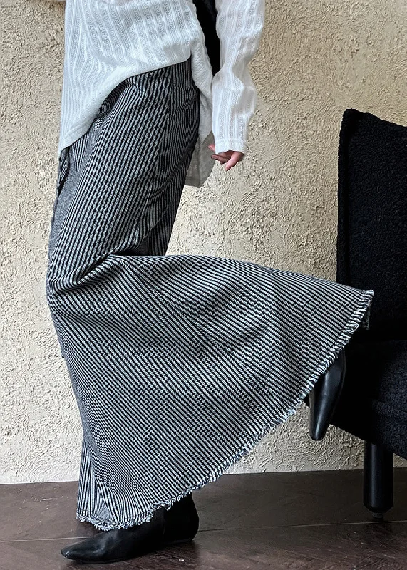 Best Bargains Women Striped High Waist Tie Waist Maxi Skirts QE065