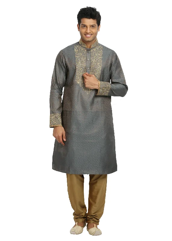 Take Advantage Smoke Grey Indian Wedding Kurta Pajama Sherwani for Men