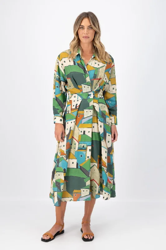 Special Savings Pueblito Parisian Wrap Dress Green in Viscose