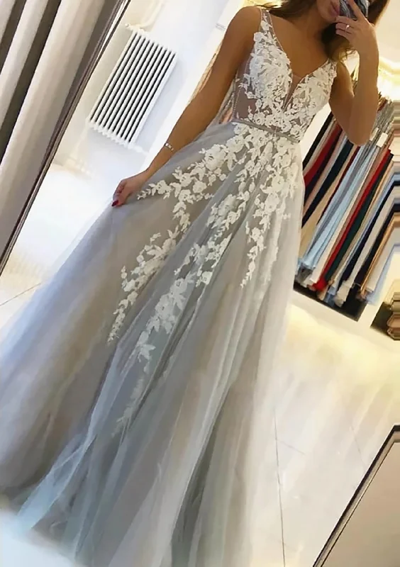Limited Time Offer A-line V Neck Sleeveless Sweep Train Tulle Corset Prom Dress With Beading Lace outfits Limited Time Offer A-line V Neck Sleeveless Sweep Train Tulle Corset Prom Dress With Beading Lace outfits