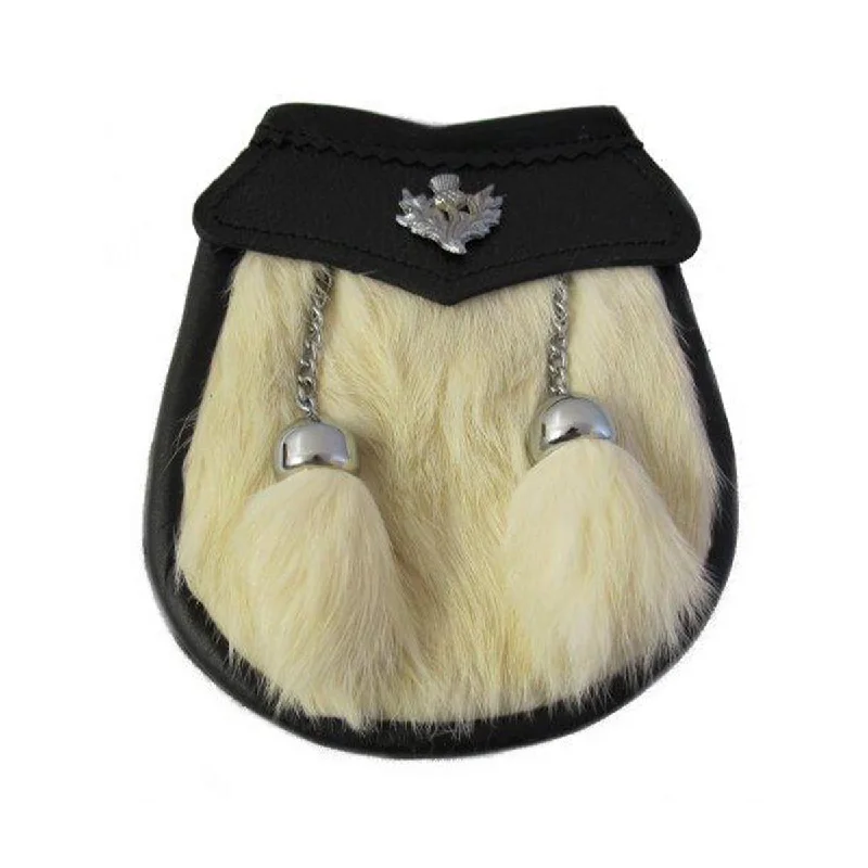 Limited Time Offer White Rabbit Fur Baby Kilt Sporran Thistle Badge With Chain Belt