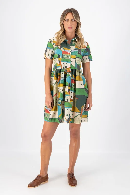 Lowest Prices Pueblito Villa Dress Green in Cotton
