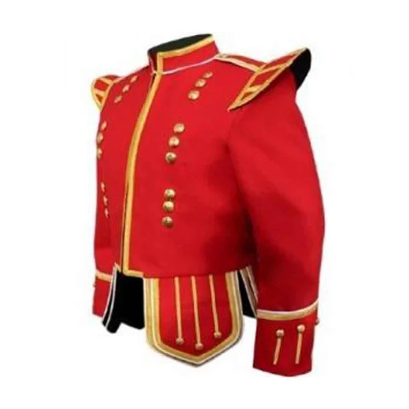 Stock Clearance Red Doublet Blazer Wool Gold Braid And White Piping
