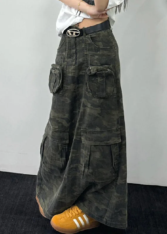 Price Rollback Original Design Camouflage Pockets Denim Maxi Skirts Fall WP061
