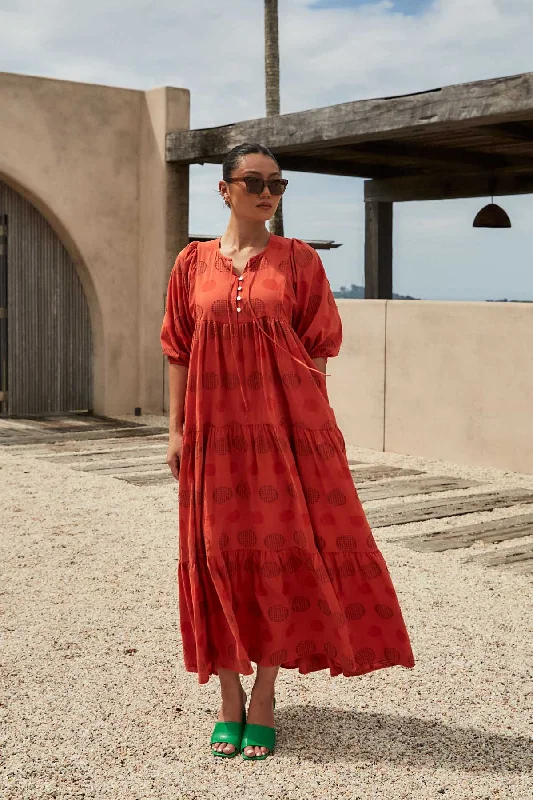 YEAR-End Clearance Universal Olivia Dress Orange in Cotton Blend