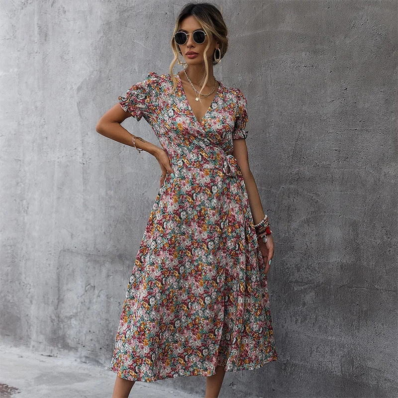Bonus Savings Allover Floral V Neck Dress