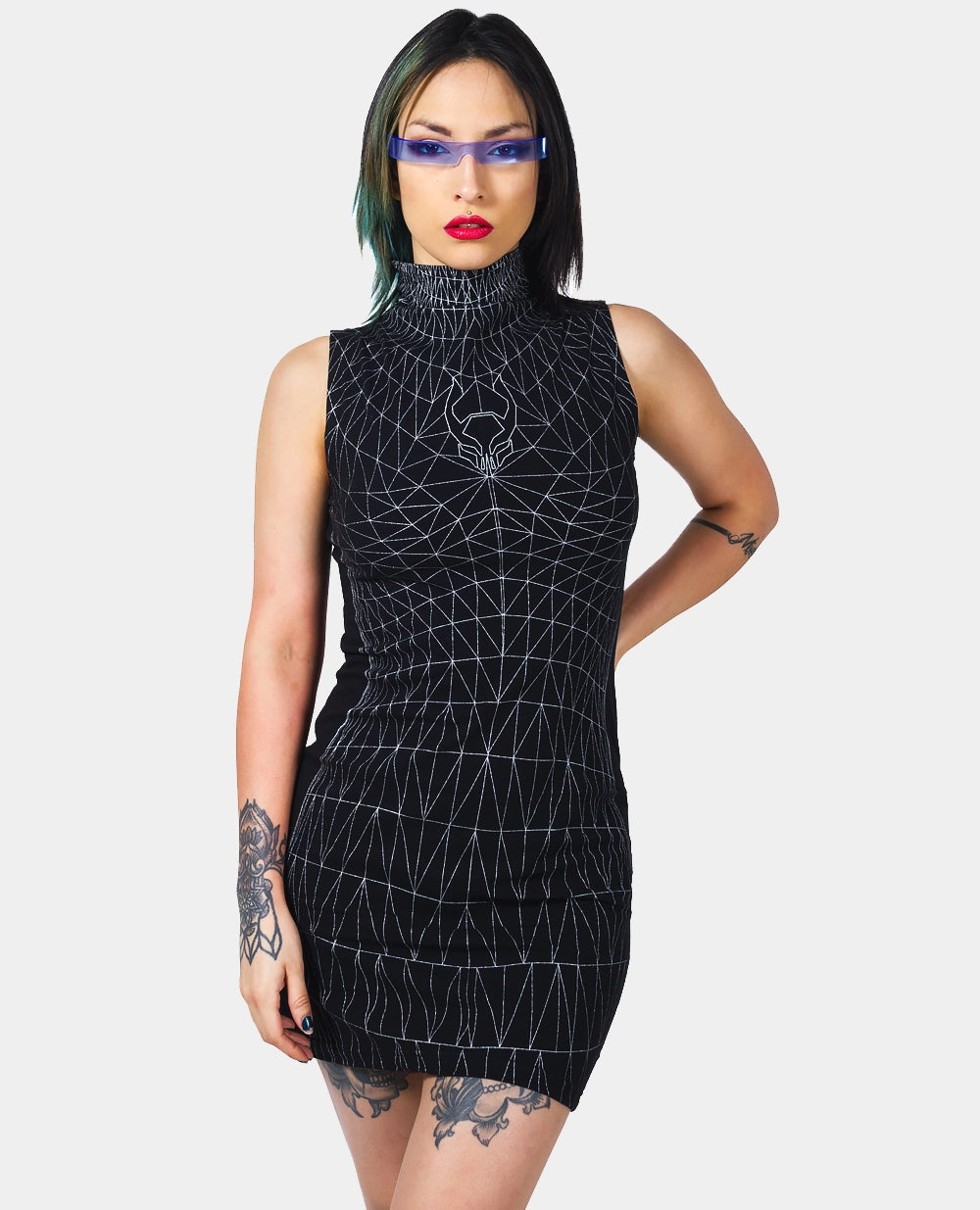 Best Bargains WIREFRAME HI NECK MINI DRESS