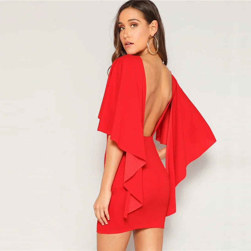 Savings Event Women's Summer O-Neck Backless Mini Dress
