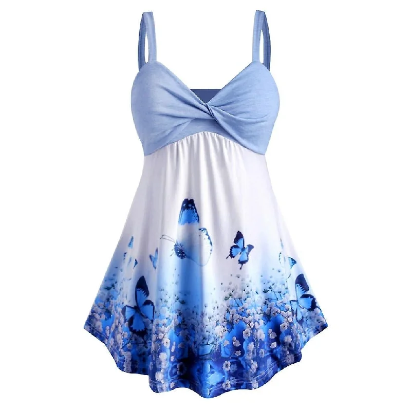 Incredible Offers Women Plus Size Butterfly Print Tank Top Dress